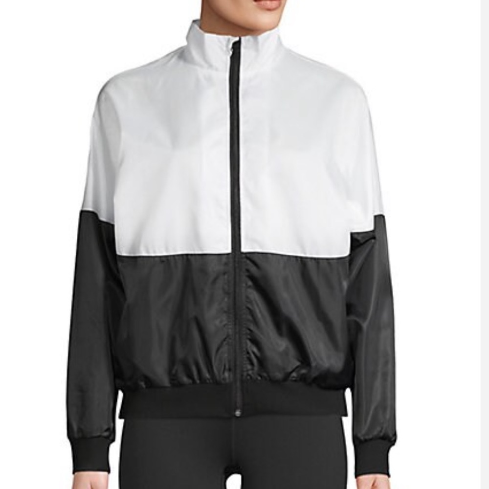 Black and white color block windbreaker